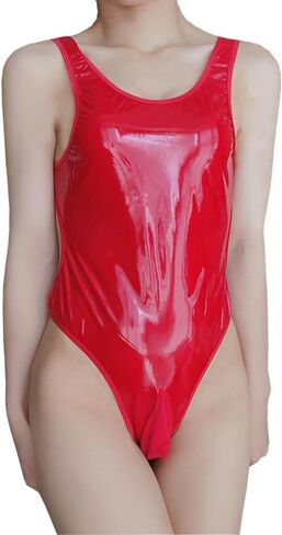 One-piece PU Leather Bodysuit Pouch Thong Sexy Teddy Backless Jumpsuit Babydoll for Women Men in Saudi Arabia
