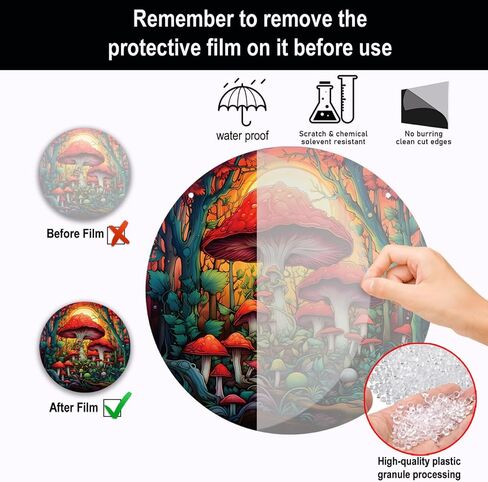 Generic 11.8 Inches Red Mushrooms Acrylic Window Hanging Decor Stained Glass Panels Forest Plants Wall Art Mural Suncatcher for Bedroom Garden Wall Decoration Gift for Mom Grandma Teacher in Saudi Arabia