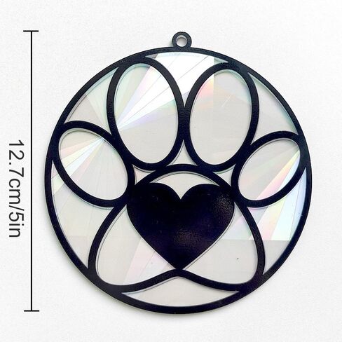 5 inches Black Dog Paw Acrylic Window Hanging Decor, Stained Glass Window Panels Suncatcher Wall Art Mural for Bedroom Office Garden Decoration Gift for Mom Grandma Teacher in Saudi Arabia
