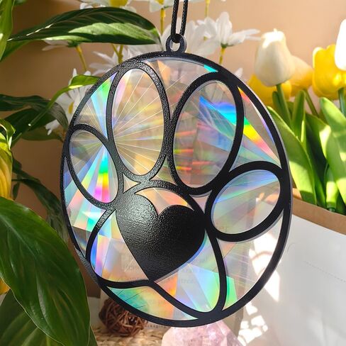 5 inches Black Dog Paw Acrylic Window Hanging Decor, Stained Glass Window Panels Suncatcher Wall Art Mural for Bedroom Office Garden Decoration Gift for Mom Grandma Teacher in Saudi Arabia