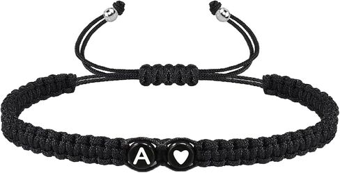COLORFUL BLING Initial Bracelet for Women Gifts Handmade Rope Braided 26 Alphabet Letter Heart Sister Daughter Mom Mother's Day Friendship Wristband Jewelry in Saudi Arabia