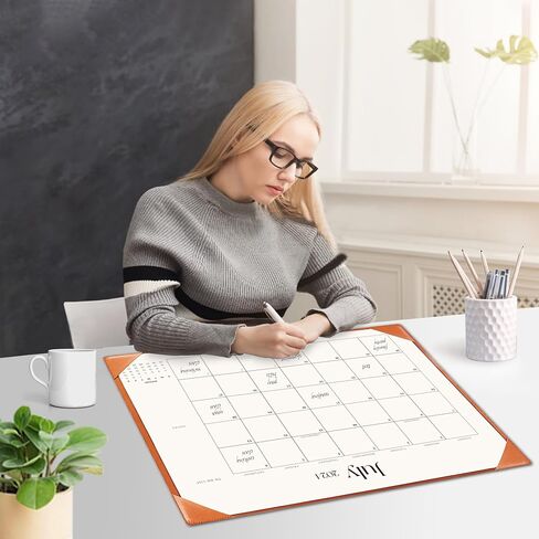Large Desk Calendar 2024-2025 with Desk Mat, Desktop Calendar 18 Monthly Runs From Jul 2024 to Dec 2025, Desk Pad Calendar 22 x 17 Inch Perfect for Planning, Organizing, and Scheduling Your Life (Black) in Saudi Arabia