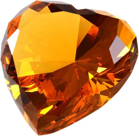 90MM Amber Crystal Diamonds Paper Weights, 3.54 Inch Heart Shape Crystal Diamond Glass Gems Paperweight Good for Home Office Decorations Valentine's Day Gift Wedding Favors Centerpieces in Saudi Arabia