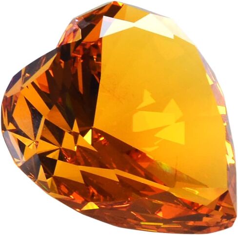 90MM Amber Crystal Diamonds Paper Weights, 3.54 Inch Heart Shape Crystal Diamond Glass Gems Paperweight Good for Home Office Decorations Valentine's Day Gift Wedding Favors Centerpieces in Saudi Arabia