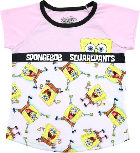 بيجامة سبونج بوب سكوير بانتس قطعتين بأكمام قصيرة وشورت للبنات، وردي، مقاس صغير in Kuwait