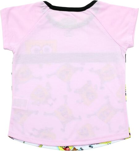 بيجامة سبونج بوب سكوير بانتس قطعتين بأكمام قصيرة وشورت للبنات، وردي، مقاس صغير in Kuwait