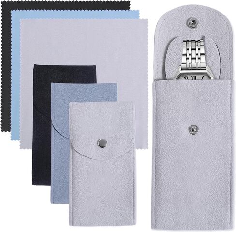 Beebeecraft 3 Sets Rectangle Velvet Single Watch Storage Bags Gray Travel Case for Women and Men Organizer Protective Watch Box Pouch in Saudi Arabia