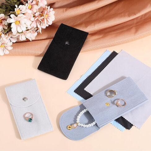 Beebeecraft 3 Sets Rectangle Velvet Single Watch Storage Bags Gray Travel Case for Women and Men Organizer Protective Watch Box Pouch in Saudi Arabia
