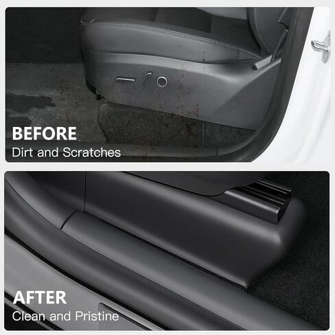 Tesla Model Y Seat Slide Rail Pad Cover and Rear Door Sill Protector TPE Seat Kick Wrap Kits Anti-Kick Case Shells for 2020-2024 Model Y Interior Accessories (5 PCS) in Kuwait