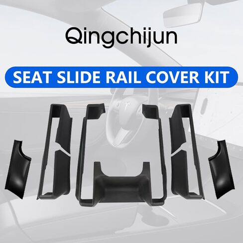 Tesla Model Y Seat Slide Rail Pad Cover and Rear Door Sill Protector TPE Seat Kick Wrap Kits Anti-Kick Case Shells for 2020-2024 Model Y Interior Accessories (5 PCS) in Kuwait