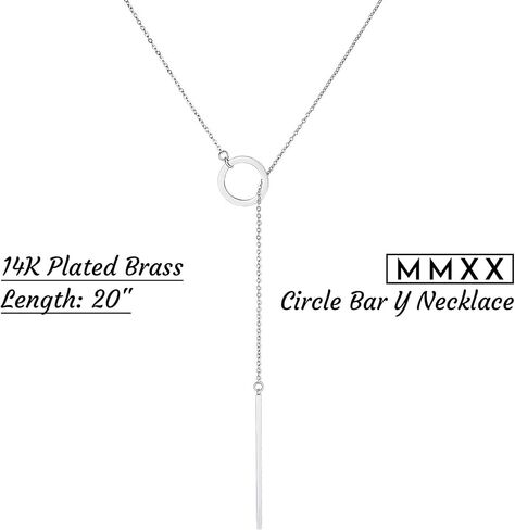 MMXX Lariat Necklace for Women Circle Bar Y necklace Dainty Long Gold Necklaces for Women 14k Gold Plated Drop Necklace CZ Pendant Diamond Choker Trendy Jewelry Gifts for Women Wedding in Saudi Arabia