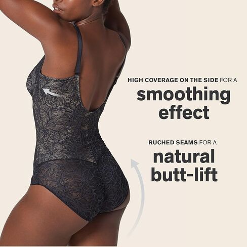 Leonisa Shaping Lace Bodysuit with Underwire Fabric Cups - Lace Contour Bodysuits for Women Tummy Control in Kuwait