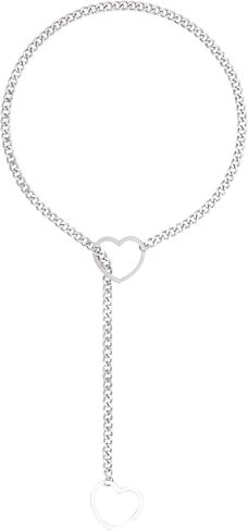 Heart O-ring Slip Necklace for women Punk Gothic Cuban Cat Star Necklace Adjustable Lariat Y-Necklace Goth Choker Jewelry Gift in Kuwait