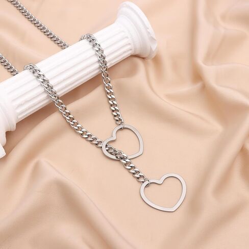 Heart O-ring Slip Necklace for women Punk Gothic Cuban Cat Star Necklace Adjustable Lariat Y-Necklace Goth Choker Jewelry Gift in Kuwait