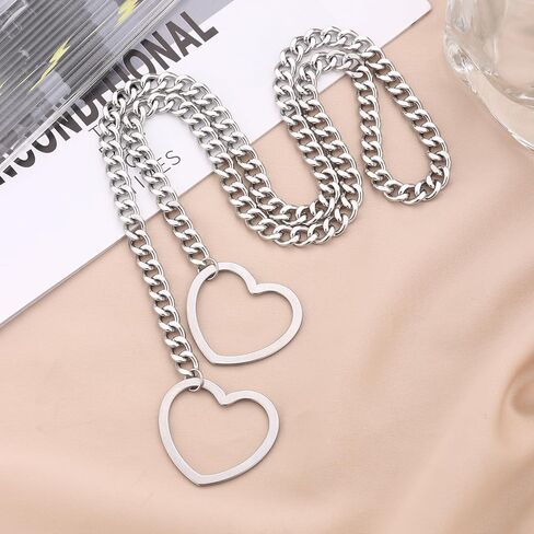 Heart O-ring Slip Necklace for women Punk Gothic Cuban Cat Star Necklace Adjustable Lariat Y-Necklace Goth Choker Jewelry Gift in Kuwait