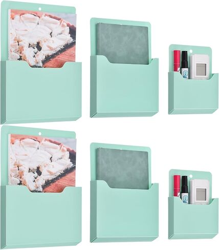 uxcell 6Pcs Magnetic File Holder, Magnetic Paper Holder for Classroom Refrigerator, Magnetic Wall File Organizer File Holder Paper Letter Organizer Storage (Black, Multi Size) in Saudi Arabia