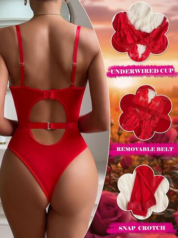 Women Sexy Teddy Lingerie Lace Bodysuit Snap Crotch One Piece Body Suits Underwire Corset Babydoll Going Out Top in Saudi Arabia