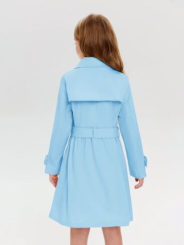 Haloumoning Girls Double Breasted Trench Coat Kids Lapel Belted Outerwear Jackets with Pockets 5-14 Years in Saudi Arabia