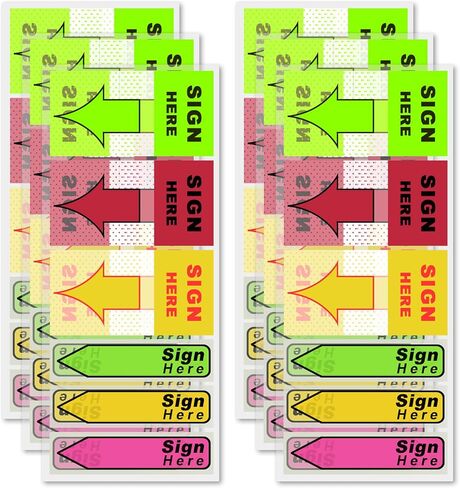 900pcs/6 Pack Sign Here Tabs, Practical Sign Here Arrow Stickers with Dispenser Fluorescent Colorful Message Sticky Notes Flag for School Office Notebook Notary Book (Green, Blue, Red) in Saudi Arabia