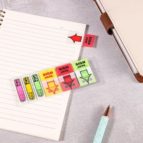 900pcs/6 Pack Sign Here Tabs, Practical Sign Here Arrow Stickers with Dispenser Fluorescent Colorful Message Sticky Notes Flag for School Office Notebook Notary Book (Green, Blue, Red) in Saudi Arabia