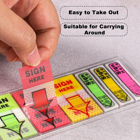 900pcs/6 Pack Sign Here Tabs, Practical Sign Here Arrow Stickers with Dispenser Fluorescent Colorful Message Sticky Notes Flag for School Office Notebook Notary Book (Green, Blue, Red) in Saudi Arabia