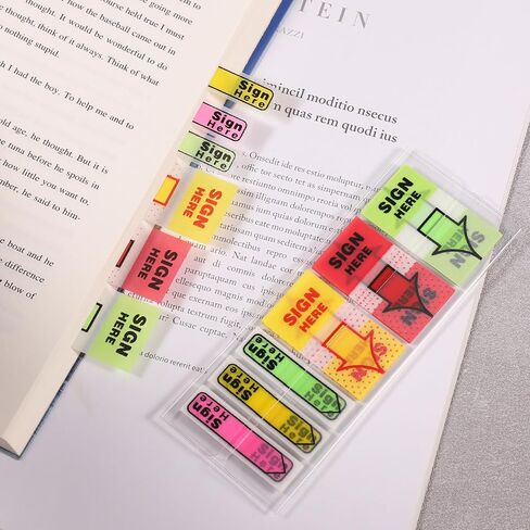 900pcs/6 Pack Sign Here Tabs, Practical Sign Here Arrow Stickers with Dispenser Fluorescent Colorful Message Sticky Notes Flag for School Office Notebook Notary Book (Green, Blue, Red) in Saudi Arabia
