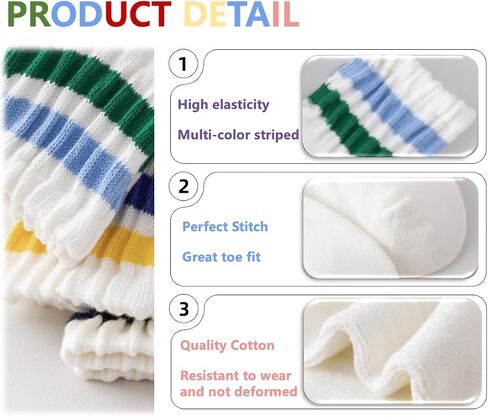 Women Striped Retro Novelty Crew Socks Sporty Thick Cotton Quarter Tube Socks in Saudi Arabia