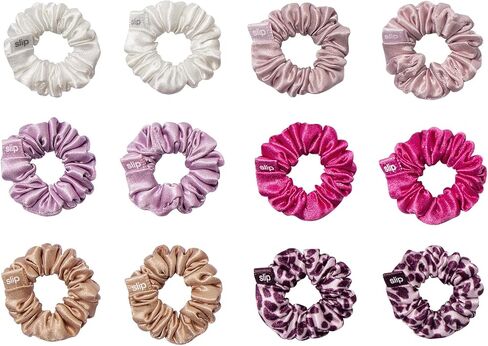 Slip Silk Minnie Scrunchies - French Rose - 100٪ 22 Momme Mulberry Silk مجموعة صديقة للشعر (12 Scrunchies للنساء) in Kuwait