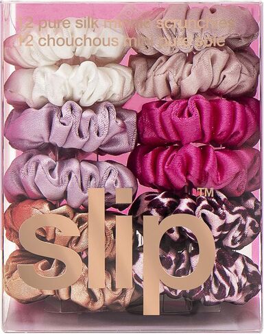 Slip Silk Minnie Scrunchies - French Rose - 100٪ 22 Momme Mulberry Silk مجموعة صديقة للشعر (12 Scrunchies للنساء) in Kuwait