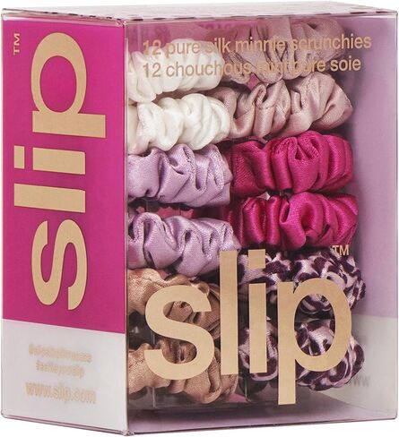 Slip Silk Minnie Scrunchies - French Rose - 100٪ 22 Momme Mulberry Silk مجموعة صديقة للشعر (12 Scrunchies للنساء) in Kuwait