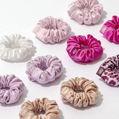 Slip Silk Minnie Scrunchies - French Rose - 100٪ 22 Momme Mulberry Silk مجموعة صديقة للشعر (12 Scrunchies للنساء) in Kuwait