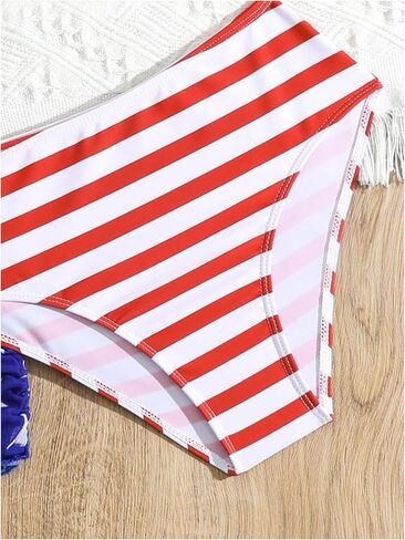 GORGLITTER Girl's 3 Piece Bikini Set Flag Print Swimsuit with Cover Up Mini Skirt High Waisted Bathing Set in Saudi Arabia