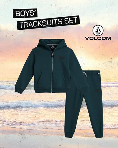 Volcom Baby Boys 2-Piece Fleece Tracksuit - Full-Zip Hoodie & Joggers | Reinforced Seams Built to Last, Soft Everyday Comfort, Easy Layering for Active Play, Casual Style He'll Love Wearing in Saudi Arabia