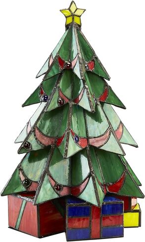 Design Toscano Christmas Tree Stained Glass Lamp Illuminated Sculpture, Medium, full color in Saudi Arabia
