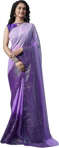 Elina fashion Sarees For Women Indian Bollywood Art Silk Sari || Sequence Embroidered Saree & Unstitched Blouse in Saudi Arabia