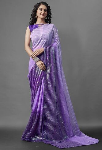 Elina fashion Sarees For Women Indian Bollywood Art Silk Sari || Sequence Embroidered Saree & Unstitched Blouse in Saudi Arabia