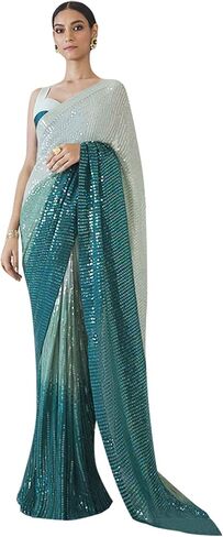 Elina fashion Sarees For Women Indian Bollywood Art Silk Sari || Sequence Embroidered Saree & Unstitched Blouse in Saudi Arabia