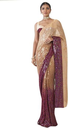 Elina fashion Sarees For Women Indian Bollywood Art Silk Sari || Sequence Embroidered Saree & Unstitched Blouse in Saudi Arabia