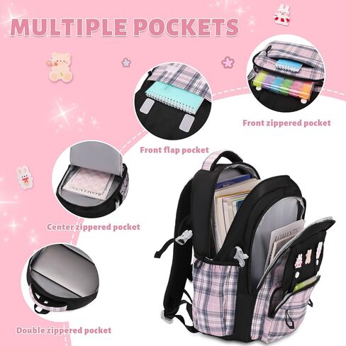 School Backpack for Girls, Kids Girls Backpacks with Lunch Bag Pencil Case, Cute Girls Bookbag Teens Backpack for Kindergarten Preschool Elementary Middle School, Pink in Kuwait