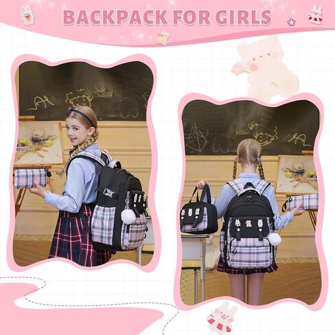 School Backpack for Girls, Kids Girls Backpacks with Lunch Bag Pencil Case, Cute Girls Bookbag Teens Backpack for Kindergarten Preschool Elementary Middle School, Pink in Kuwait