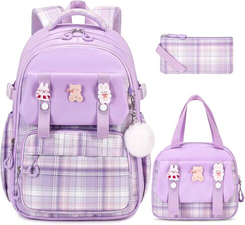 School Backpack for Girls, Kids Girls Backpacks with Lunch Bag Pencil Case, Cute Girls Bookbag Teens Backpack for Kindergarten Preschool Elementary Middle School, Pink in Kuwait