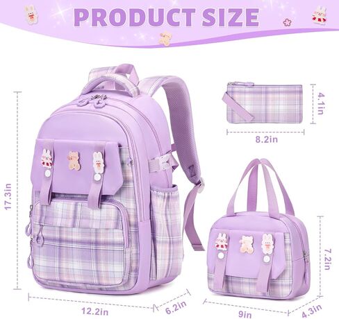 School Backpack for Girls, Kids Girls Backpacks with Lunch Bag Pencil Case, Cute Girls Bookbag Teens Backpack for Kindergarten Preschool Elementary Middle School, Pink in Kuwait