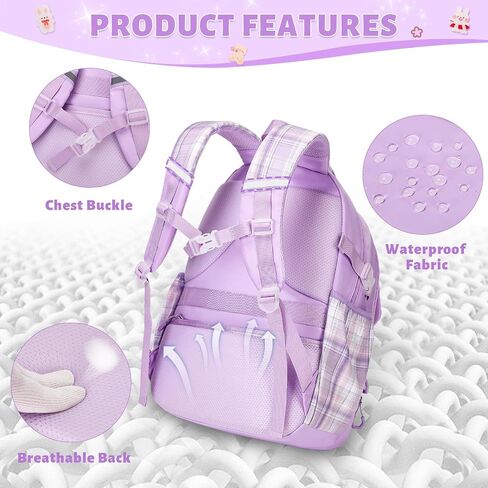 School Backpack for Girls, Kids Girls Backpacks with Lunch Bag Pencil Case, Cute Girls Bookbag Teens Backpack for Kindergarten Preschool Elementary Middle School, Pink in Kuwait