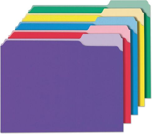 Universal UNV10503 1/3-Cut Tabs، مجلدات ملفات ذات علامة تبويب علوية ملونة فاخرة - حجم Letter، أحمر/أحمر فاتح (100/صندوق) in Kuwait