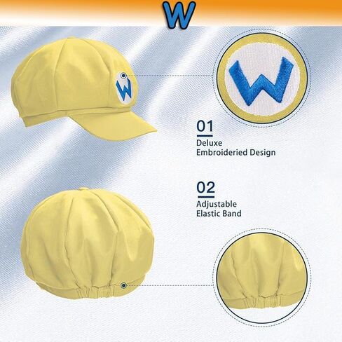 Novelty Wari and Waluig Costume for Adults,Women and Men - Complete Halloween & Cosplay Accessory Set with Hat, Mustache, Gloves, Buttons, and Suspenders in Saudi Arabia