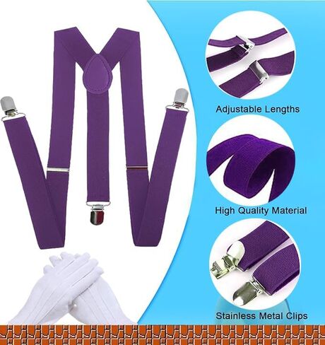 Novelty Wari and Waluig Costume for Adults,Women and Men - Complete Halloween & Cosplay Accessory Set with Hat, Mustache, Gloves, Buttons, and Suspenders in Saudi Arabia