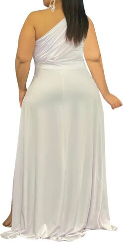 Ekaliy Women's Plus Size One Shoulder Dress Sexy High Low Irregular Hem Flowy Party Cocktail Maxi Dress in Saudi Arabia