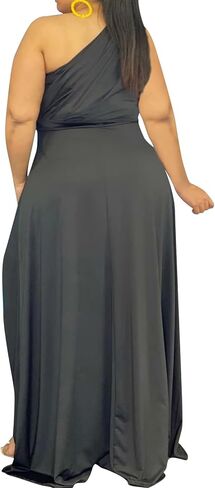 Ekaliy Women's Plus Size One Shoulder Dress Sexy High Low Irregular Hem Flowy Party Cocktail Maxi Dress in Saudi Arabia