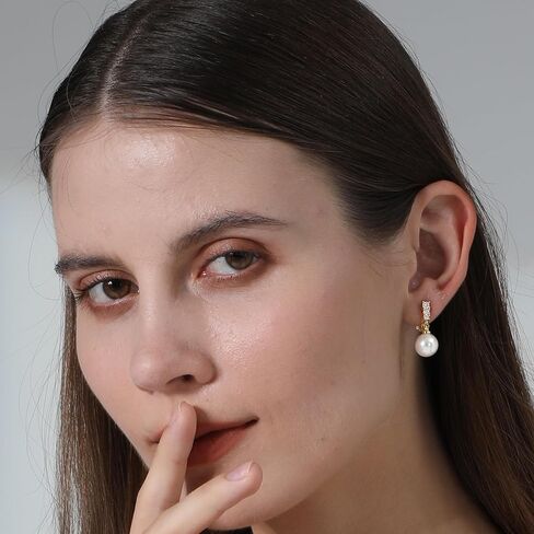 ريتاتش كليب على الأقراط للنساء 14K مطلية بالذهب طويلة تتدلى أقراط اللؤلؤ هوب بسيطة لا ثقب الأقراط لحفل الزفاف الحد الأدنى مجوهرات للنساء in Kuwait