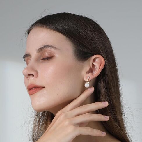 ريتاتش كليب على الأقراط للنساء 14K مطلية بالذهب طويلة تتدلى أقراط اللؤلؤ هوب بسيطة لا ثقب الأقراط لحفل الزفاف الحد الأدنى مجوهرات للنساء in Kuwait